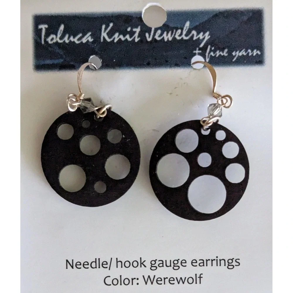 Toluca Knit Jewelry Needle Hook‎ Gauge Earrings Werewolf Black Wood